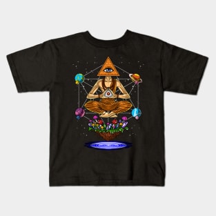 Illuminati Pyramid Psychedelic Mushrooms Kids T-Shirt